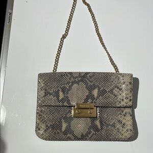 Michael Kors Snake Print Clutch with Gold Chain